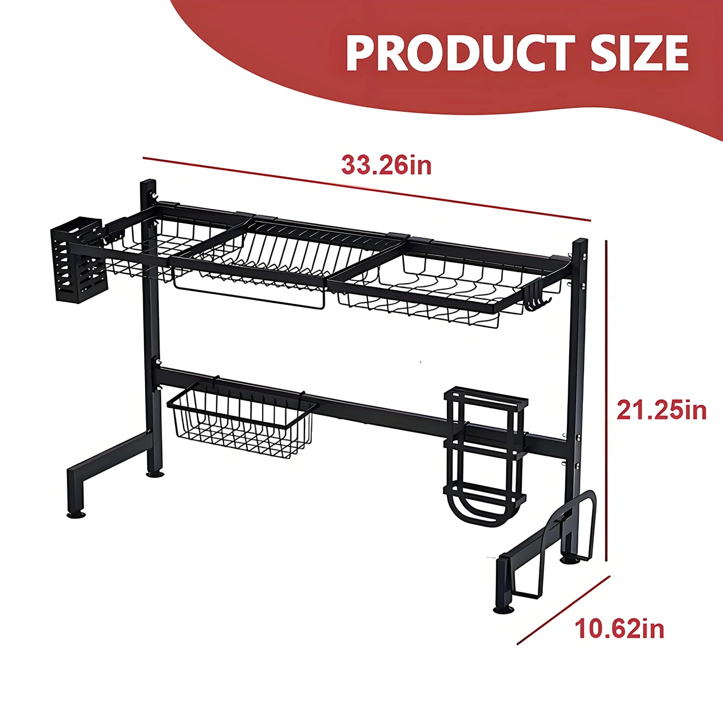 Double Layer Kitchen Sink Organizer With Drainage Bowl Rack