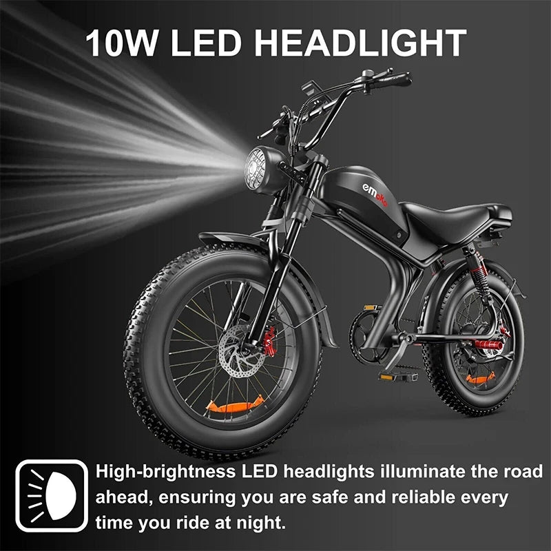 Retro 1000W Electric Fat Tire City E-Bike for Adventures