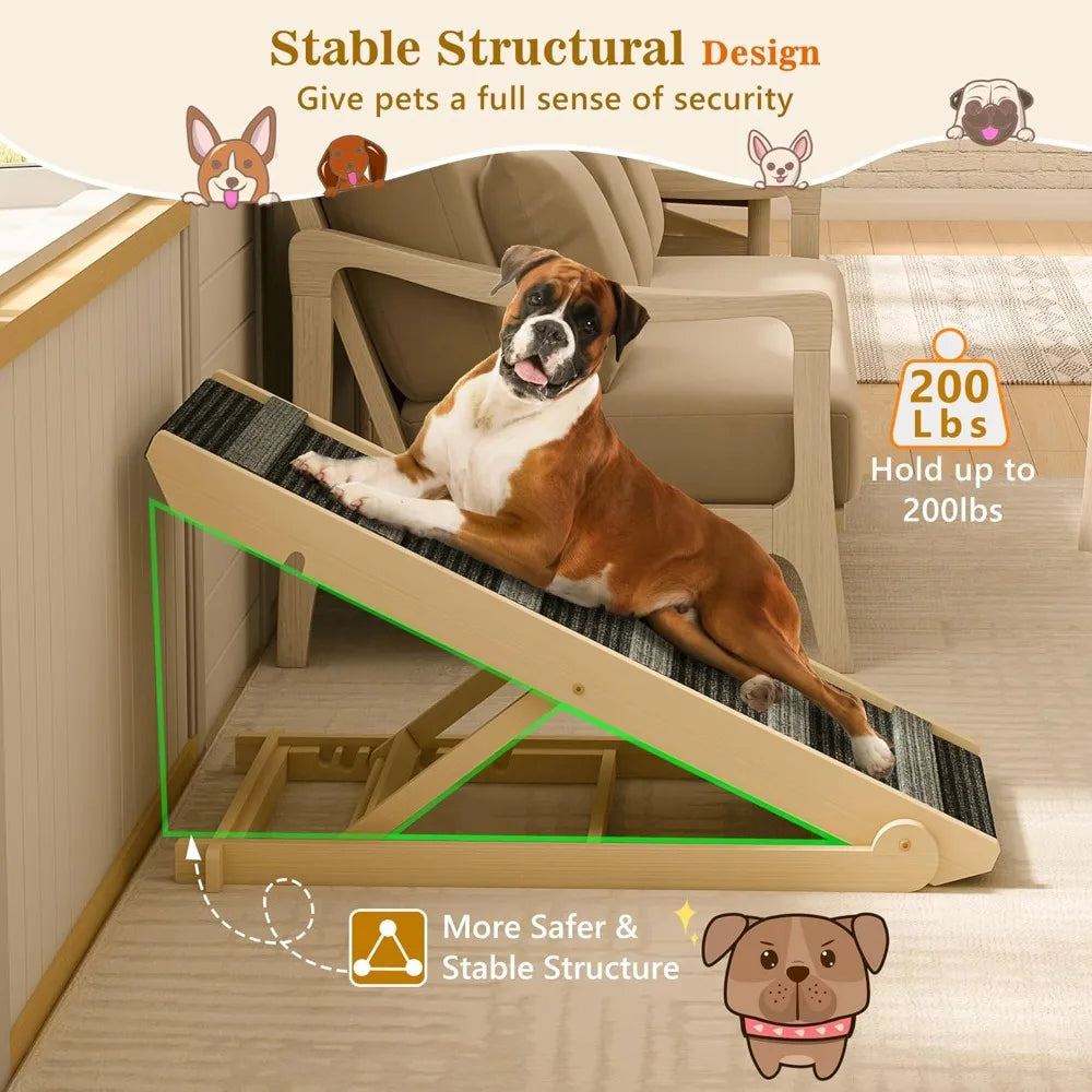 Portable Dog Ramp With Seven Adjustable Heights Non Slip