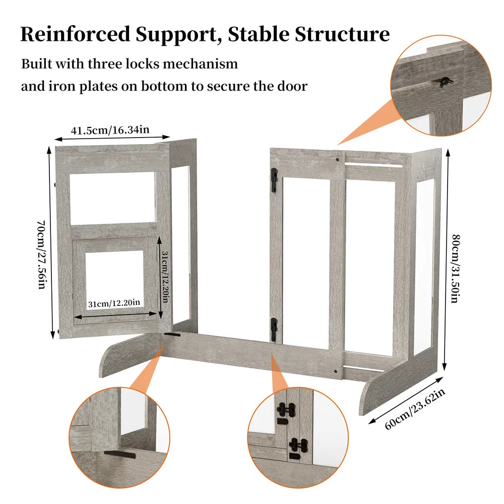 Dog Door Heavy Duty Gate With Retractable Walkthrough
