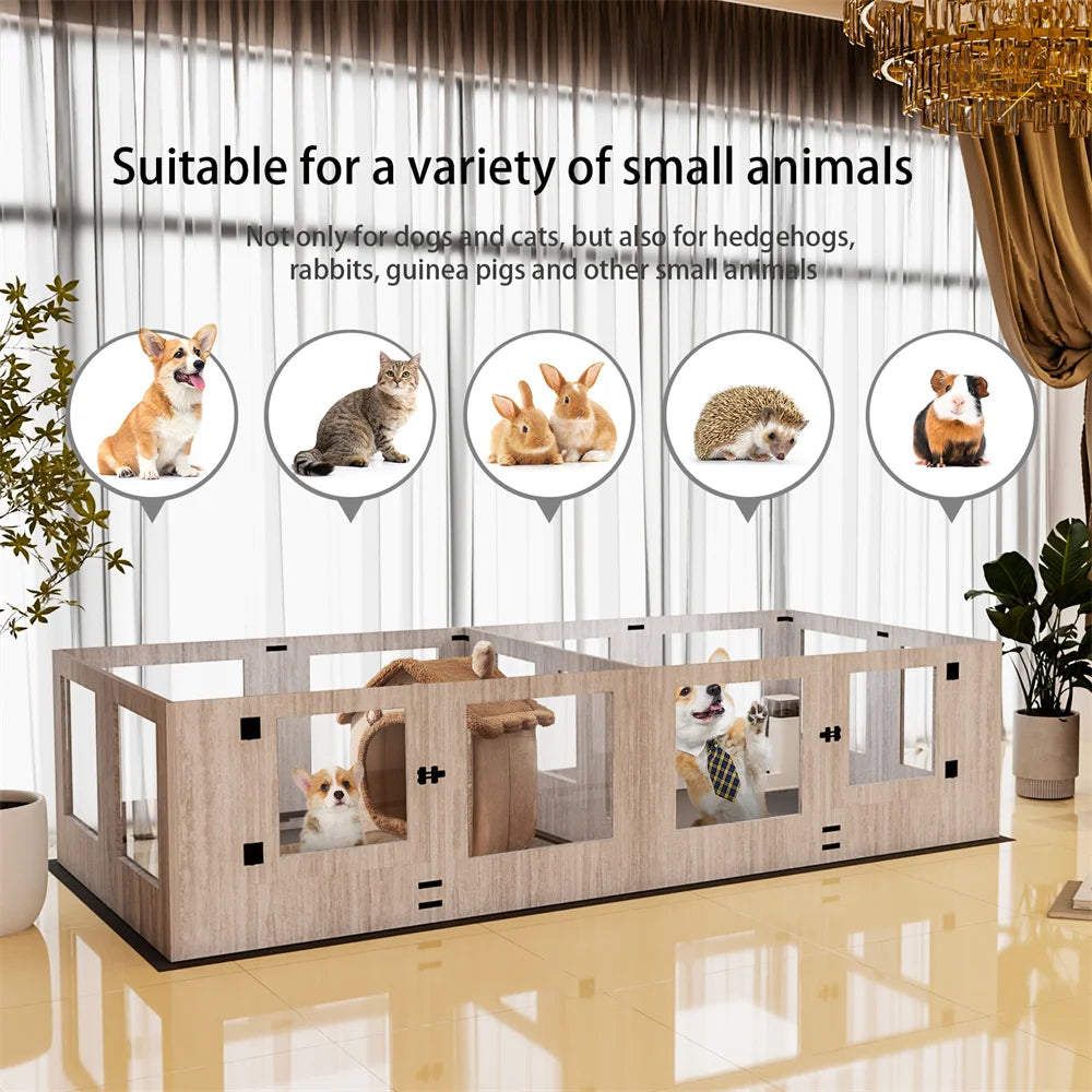 BORWARTH Tempered Glass Dog Whelping Playpen With Rails