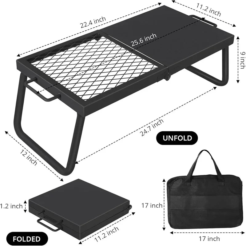 Portable Heavy Duty Folding Campfire Grill for Outdoor Cooking