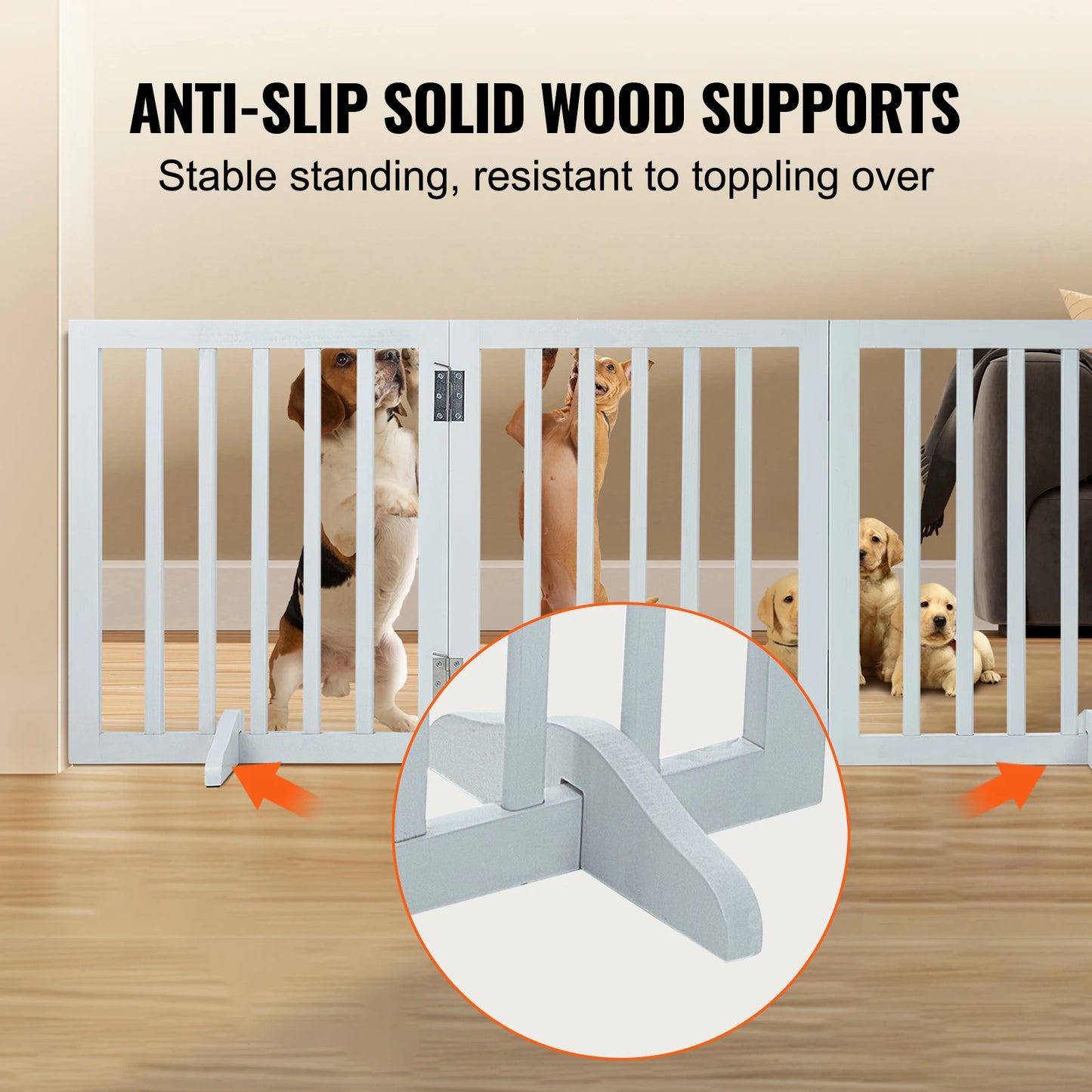SucceBuy Freestanding Dog Gate Three Panel Foldable Barrier