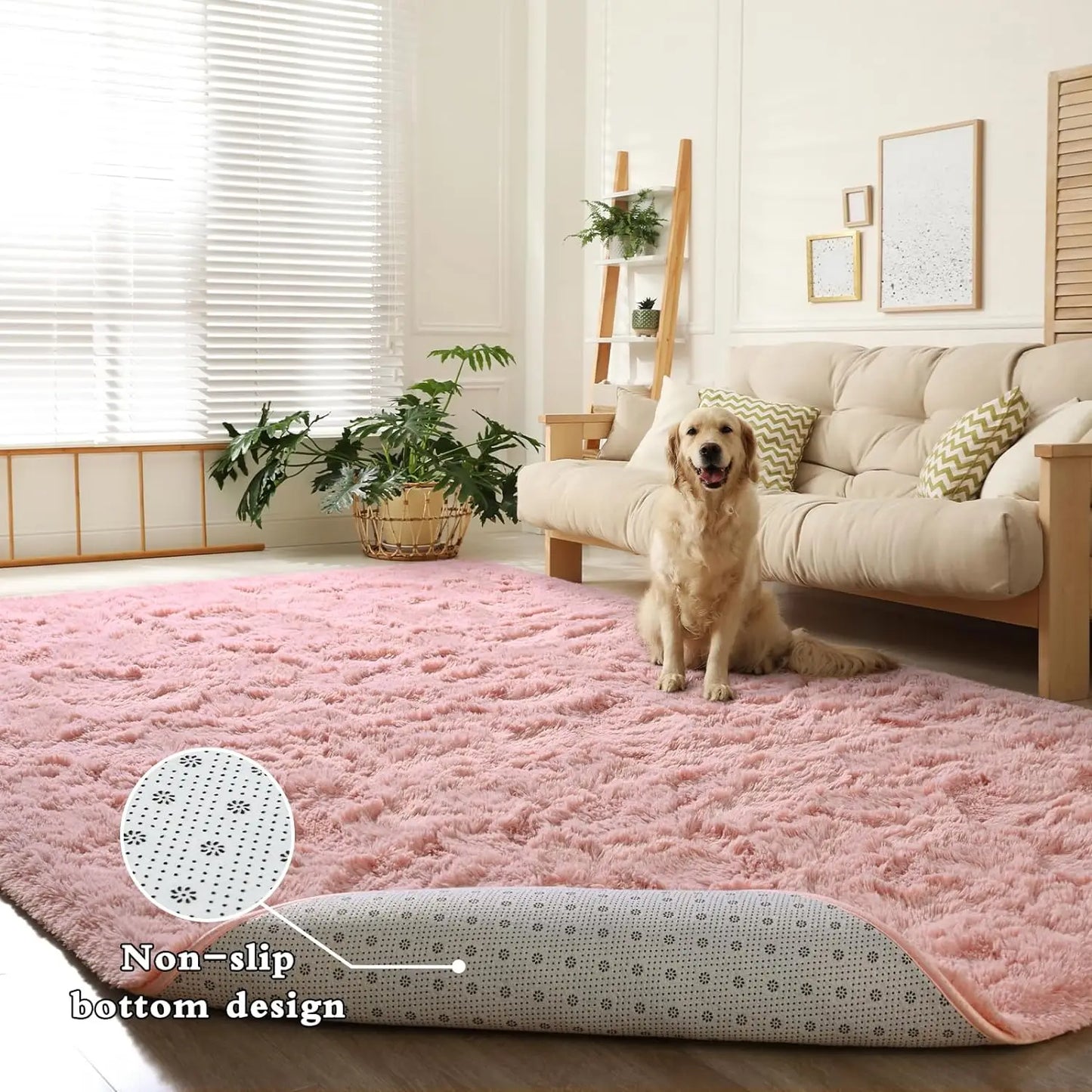 Fluffy Plush Indoor Area Rug for Living Room and Bedroom