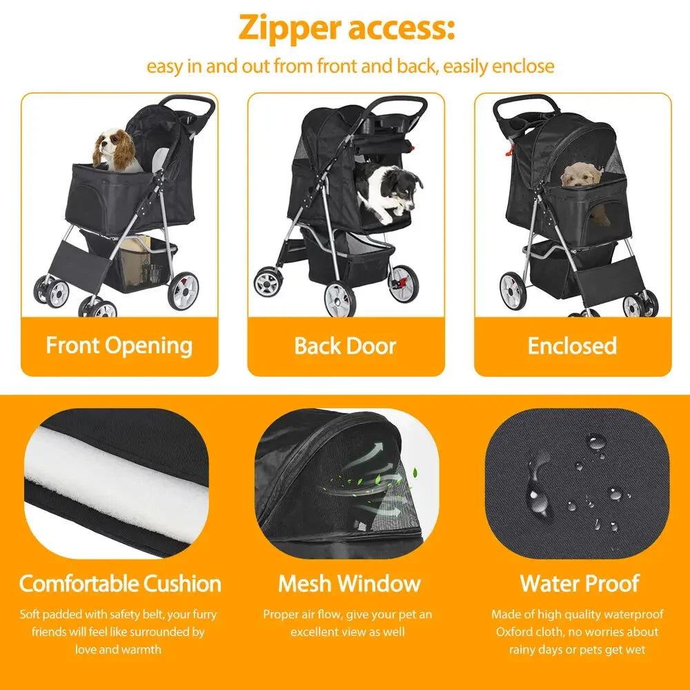 Dog Stroller Pet Travel Carriage Safe and Comfortable Ride