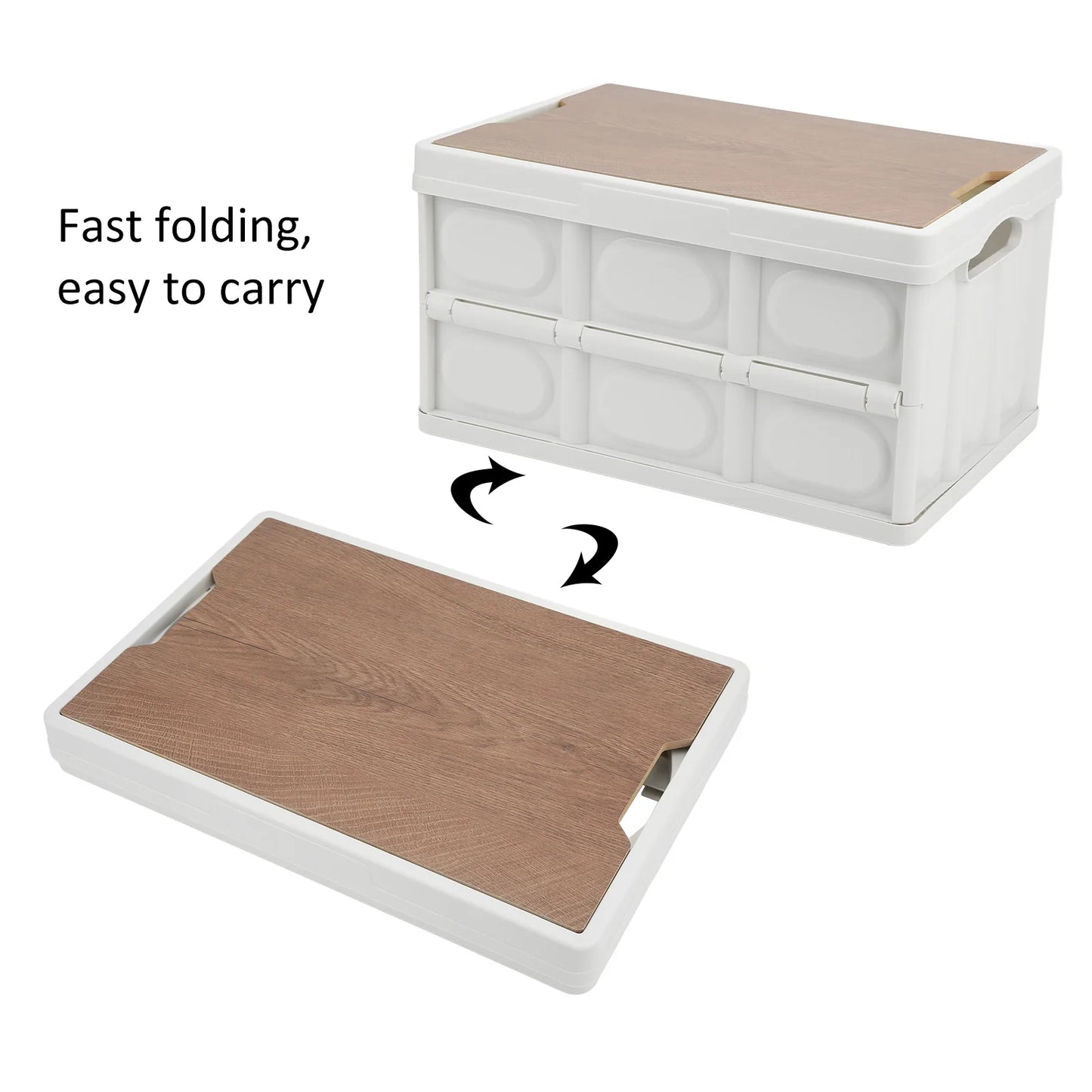 Outdoor Multifunctional Folding Storage Box with Wooden Panel