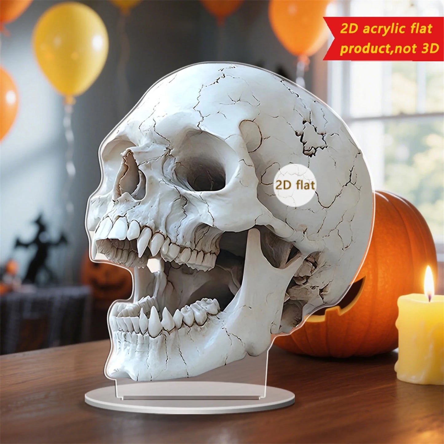 Guangdong Spooky Halloween Skull Acrylic Decor Set Of 3
