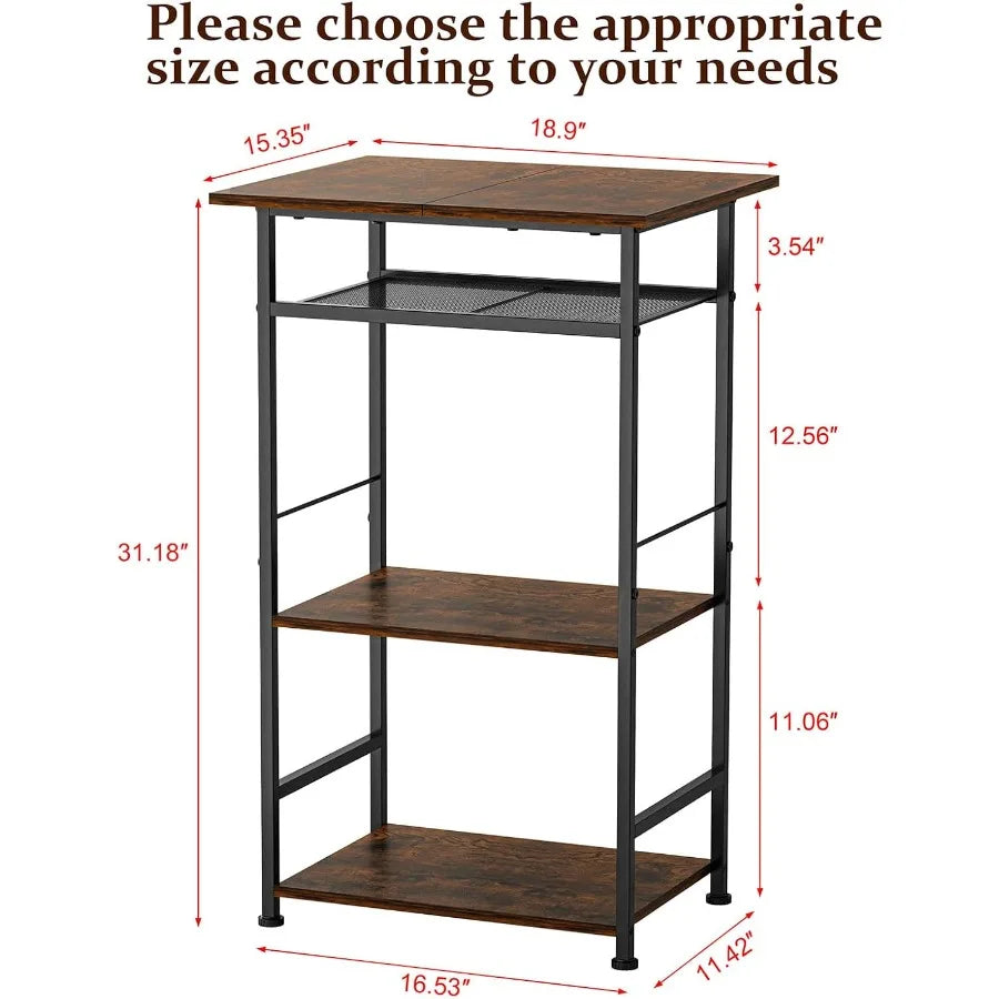 Stylish Kitchen Bakers Rack and Microwave Stand with Storage