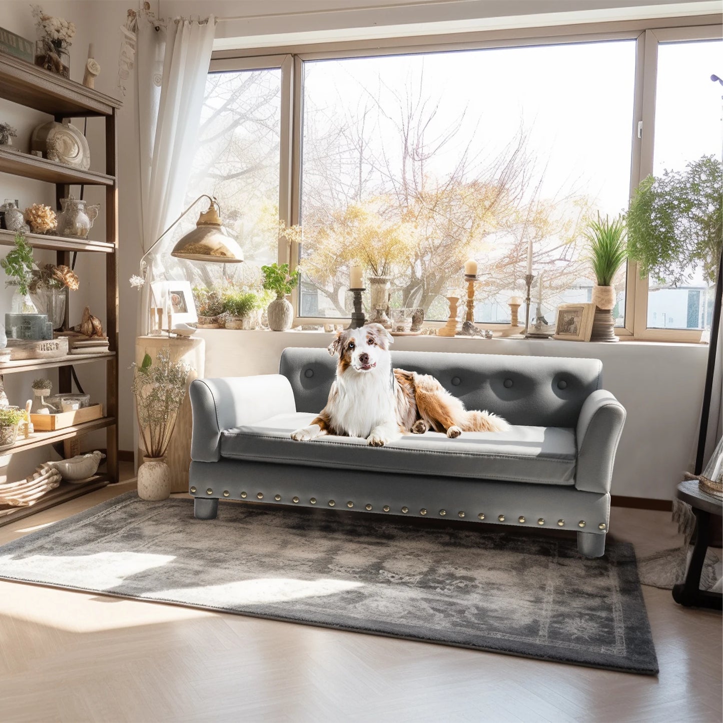 BINGOPAWCN Elevated Dog Bed Sofa Microfiber Leather Cover