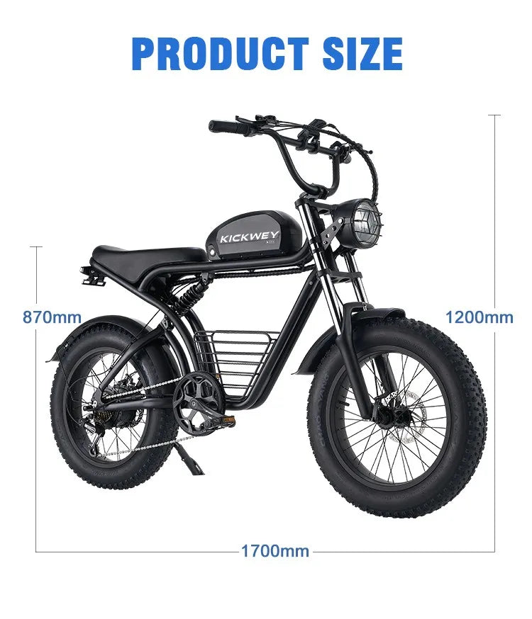 Powerful Fat Tire Electric Bike with 1500W Motor and Speed