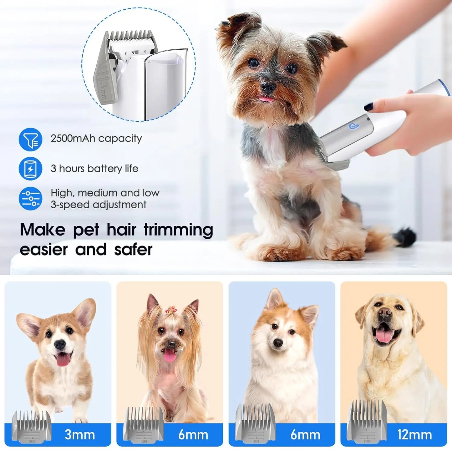 HiMISS Dog Grooming Kit Vacuum Suction for Pet Hair