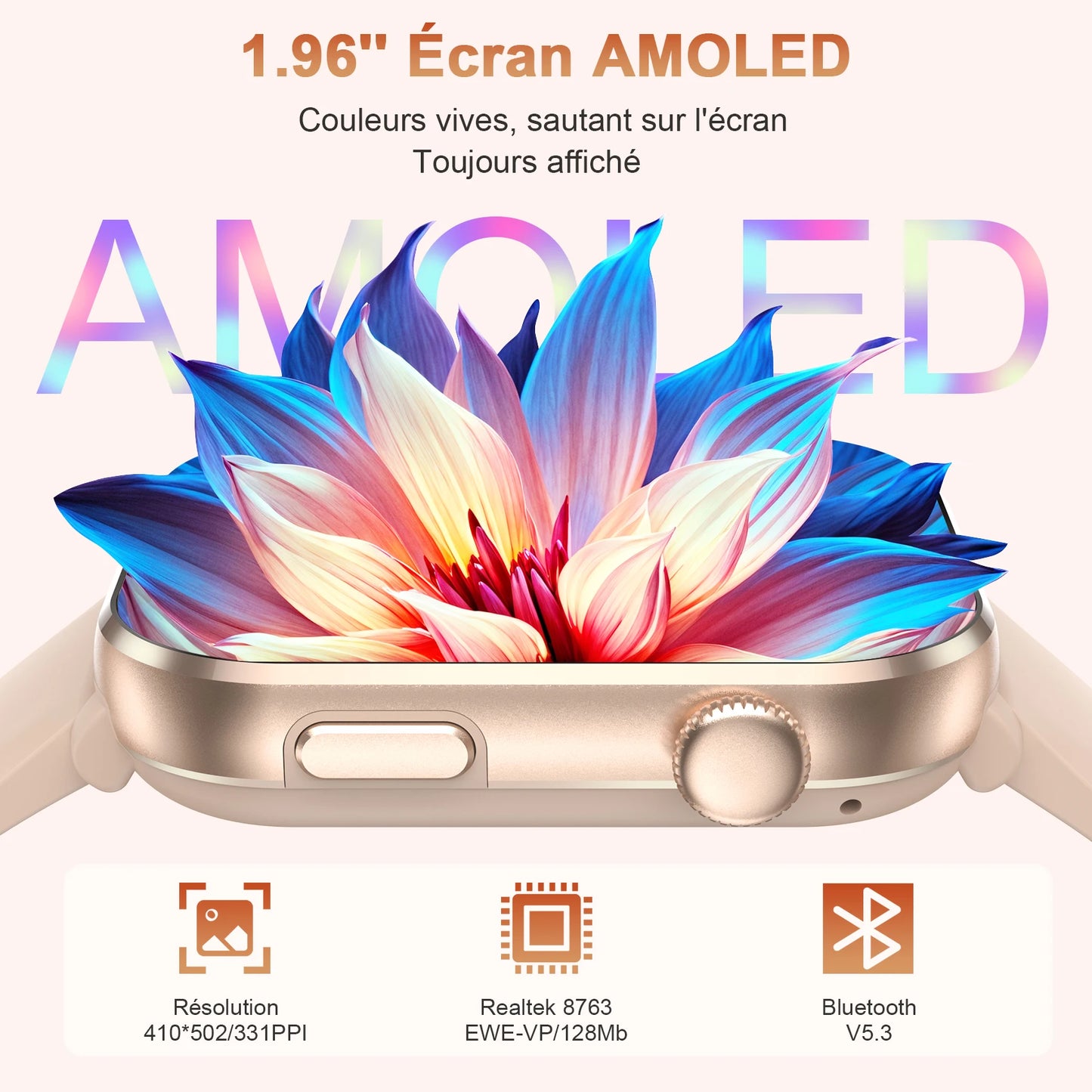 IOWODO Bluetooth Smartwatch with AMOLED Display and Health Monitoring