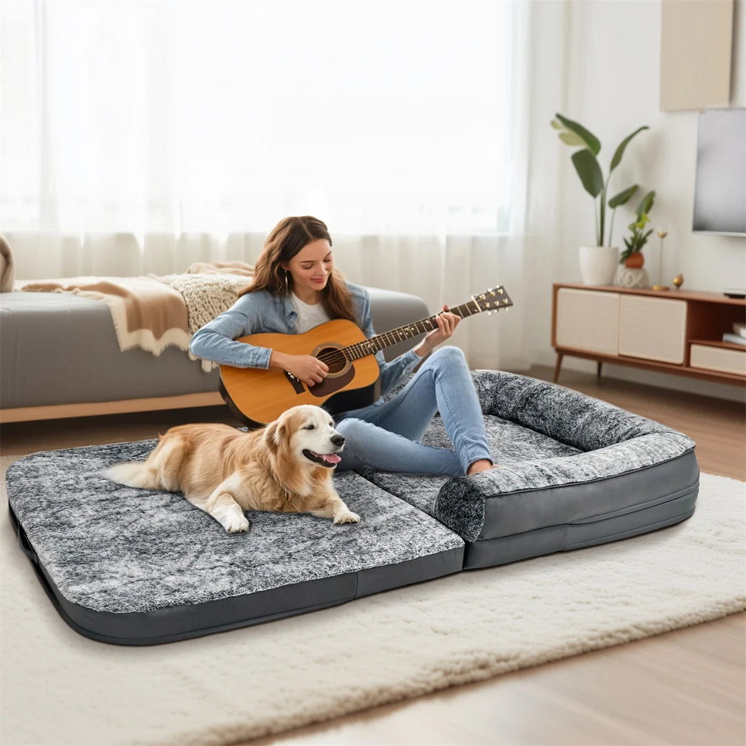 BINGOPAWCN Foldable Giant Dog Bed Calming Orthopedic