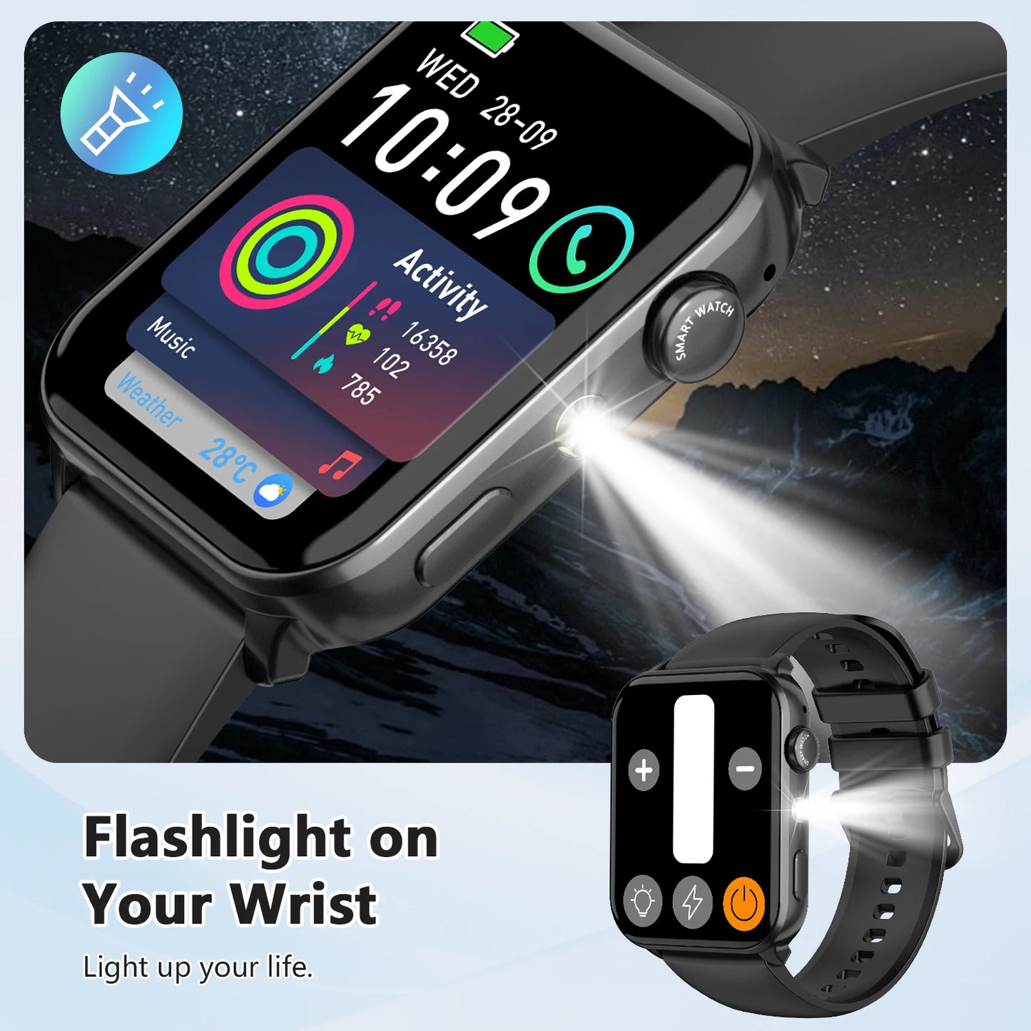 IOWODO Bluetooth Smartwatch R30 Max with LED Flashlight