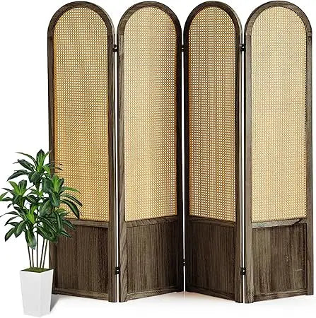 Folding Rattan Room Divider Privacy Screen for Stylish Spaces