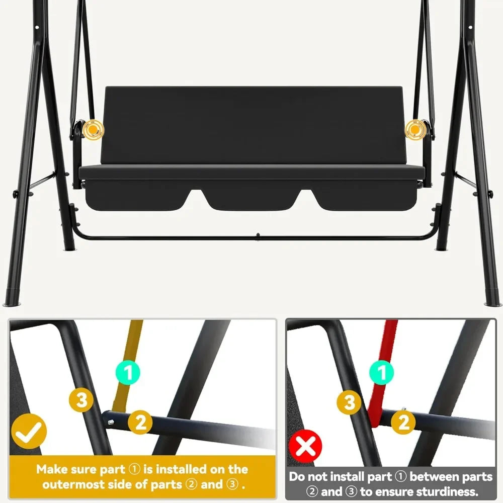 Patio Swing Bench with Adjustable Canopy by NoEnName