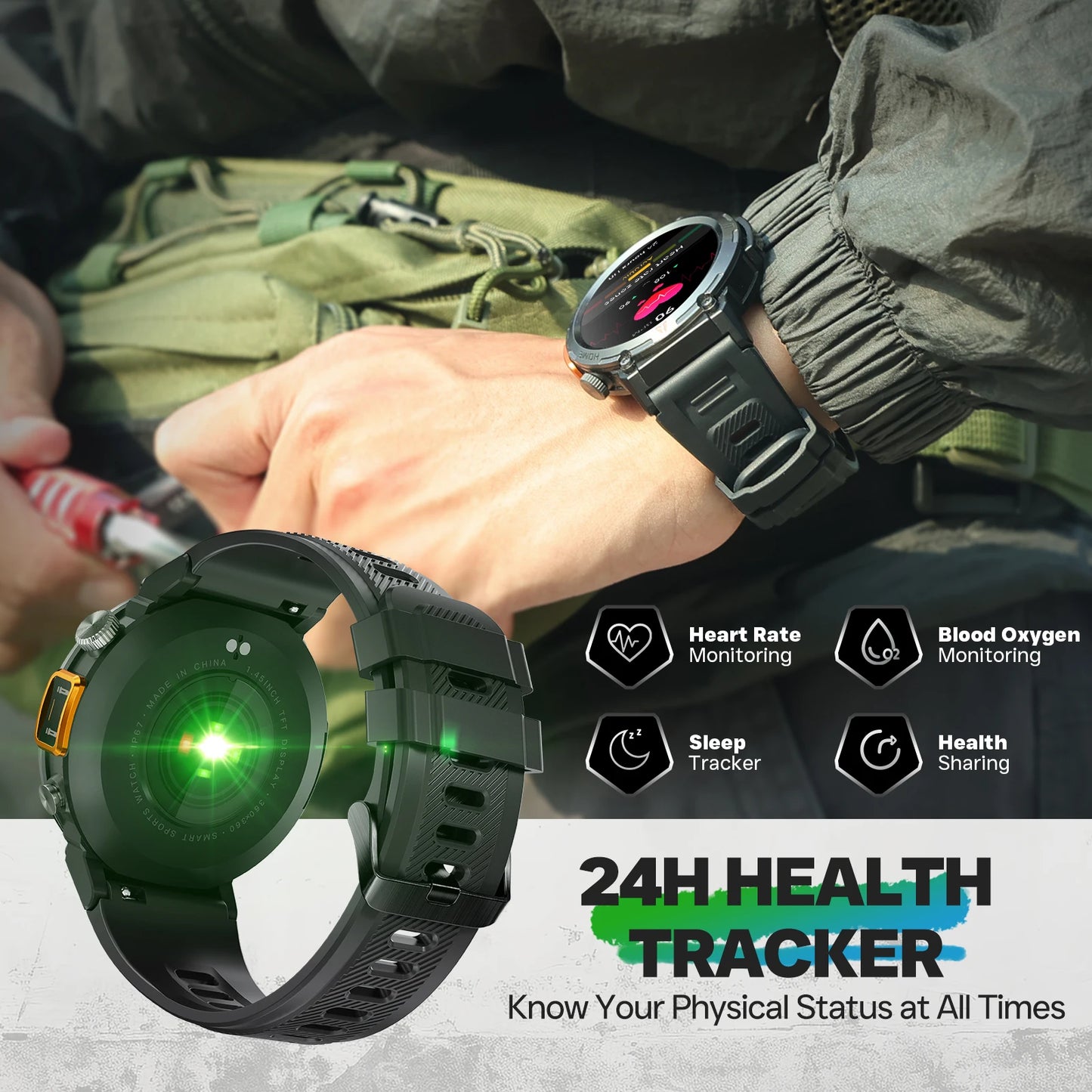 EIGIIS KE3 Bluetooth Smart Watch For Men Health Monitor