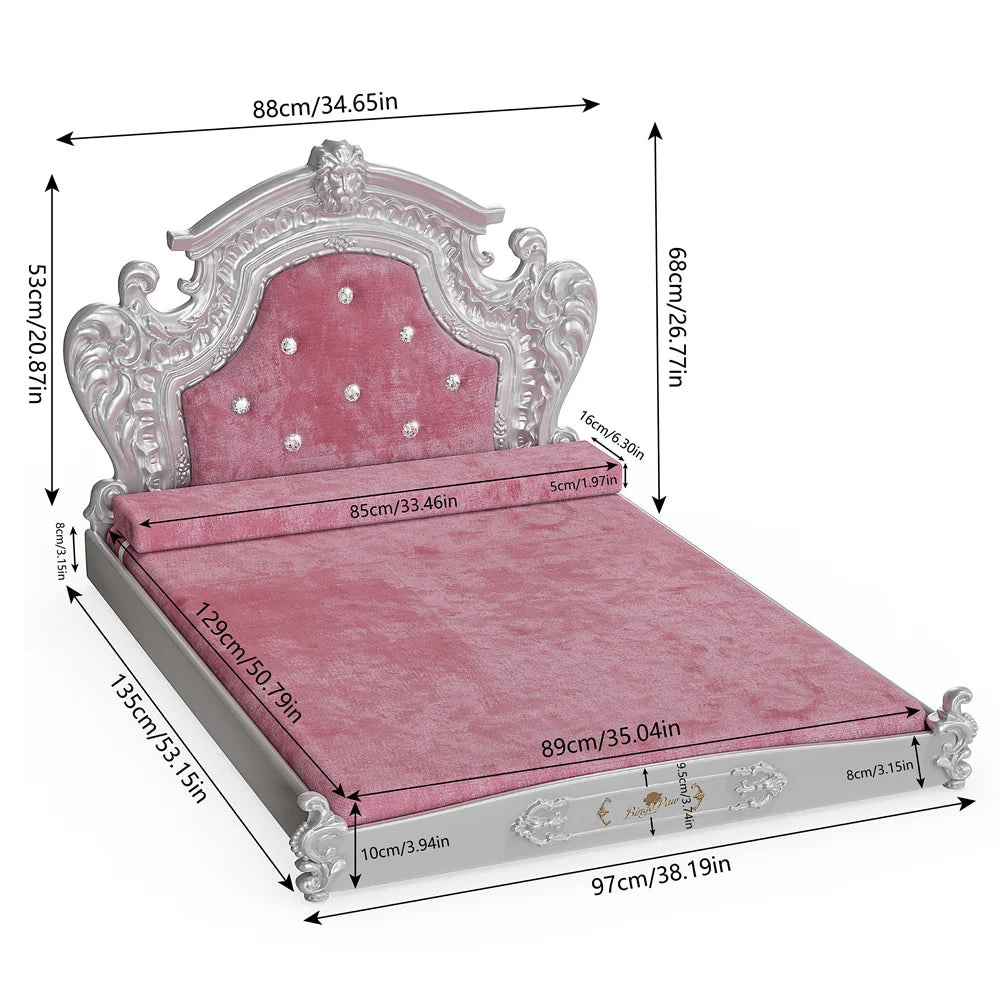 BORWARTCN Large Dog Bed With Headboard Velvet Sofa Comfort