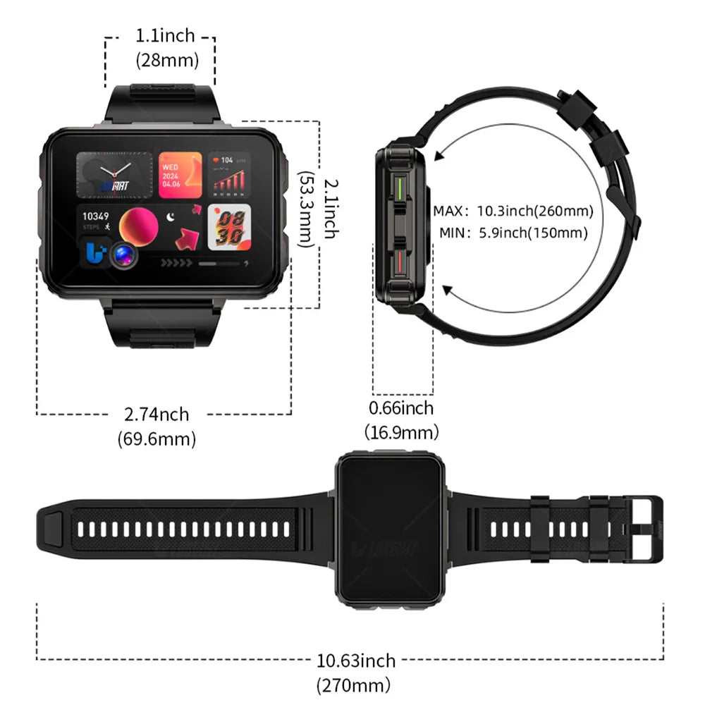 LOKMAT Android Smartwatch 4G Phone Dual Camera Flashlight