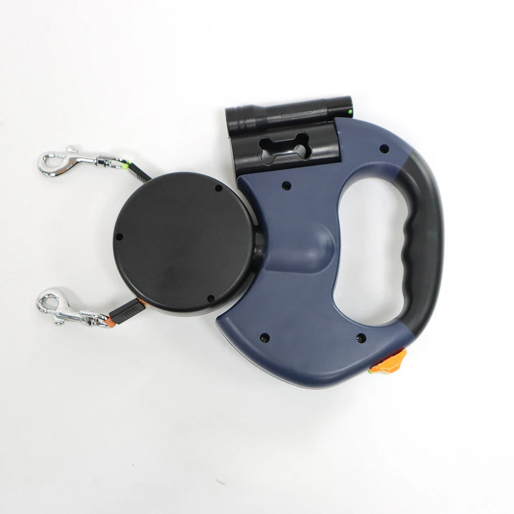 Automatic Retractable Two-End Pet Leash With Flashlight Feature