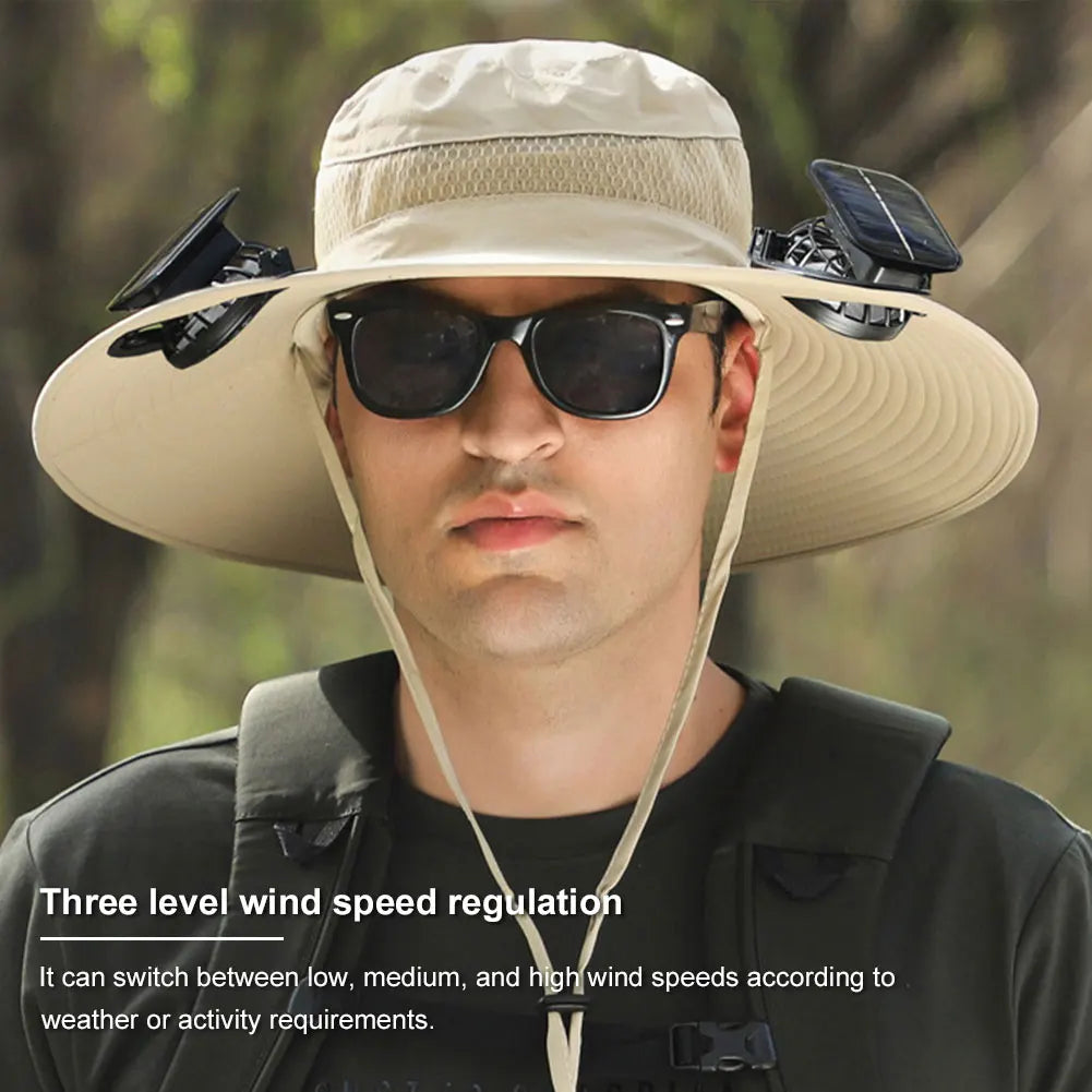 Alloet Dual Solar Fan Hat For Outdoor Fishing And Hiking