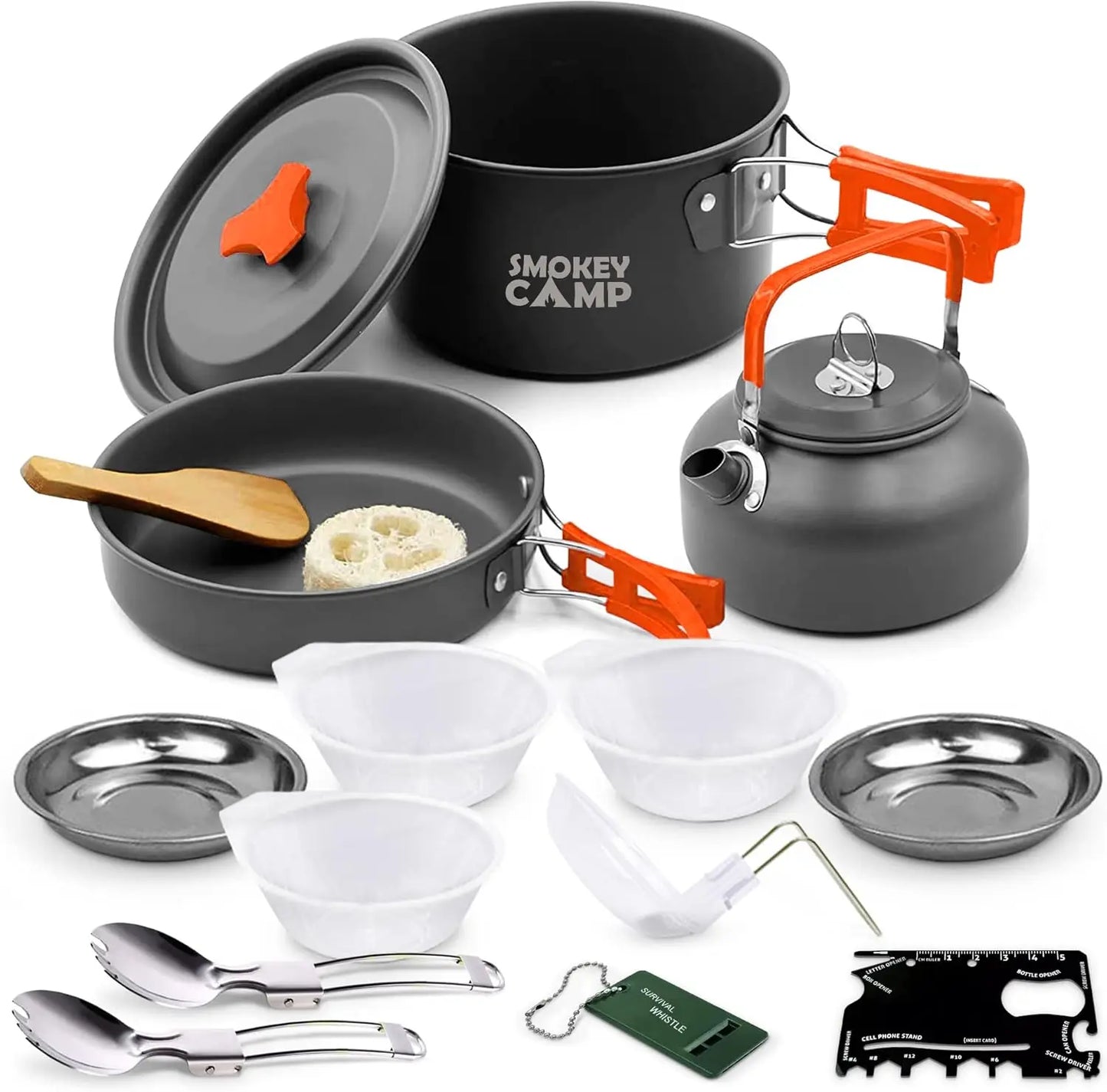 Portab Camping Cookware Mess Kit Set With Stove Nonstick