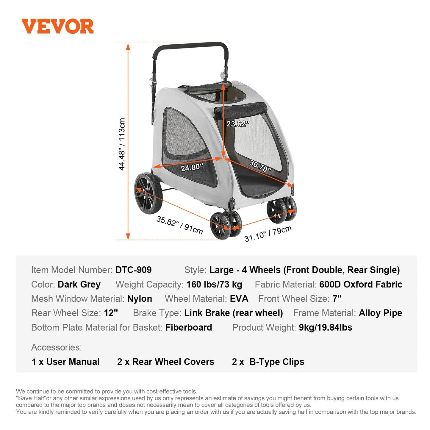 SucceBuy Pet Stroller Carrier For Dogs Cats Lightweight