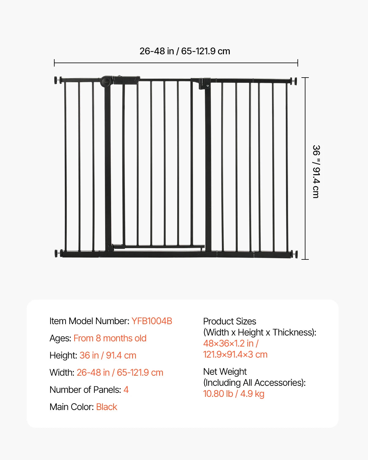 SucceBuy Baby Gate Walk Through Security Gate For Pets