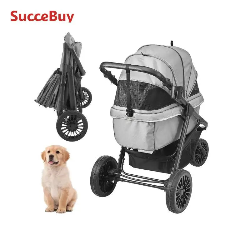 SucceBuy Pet Stroller Carrier For Dogs Cats Lightweight