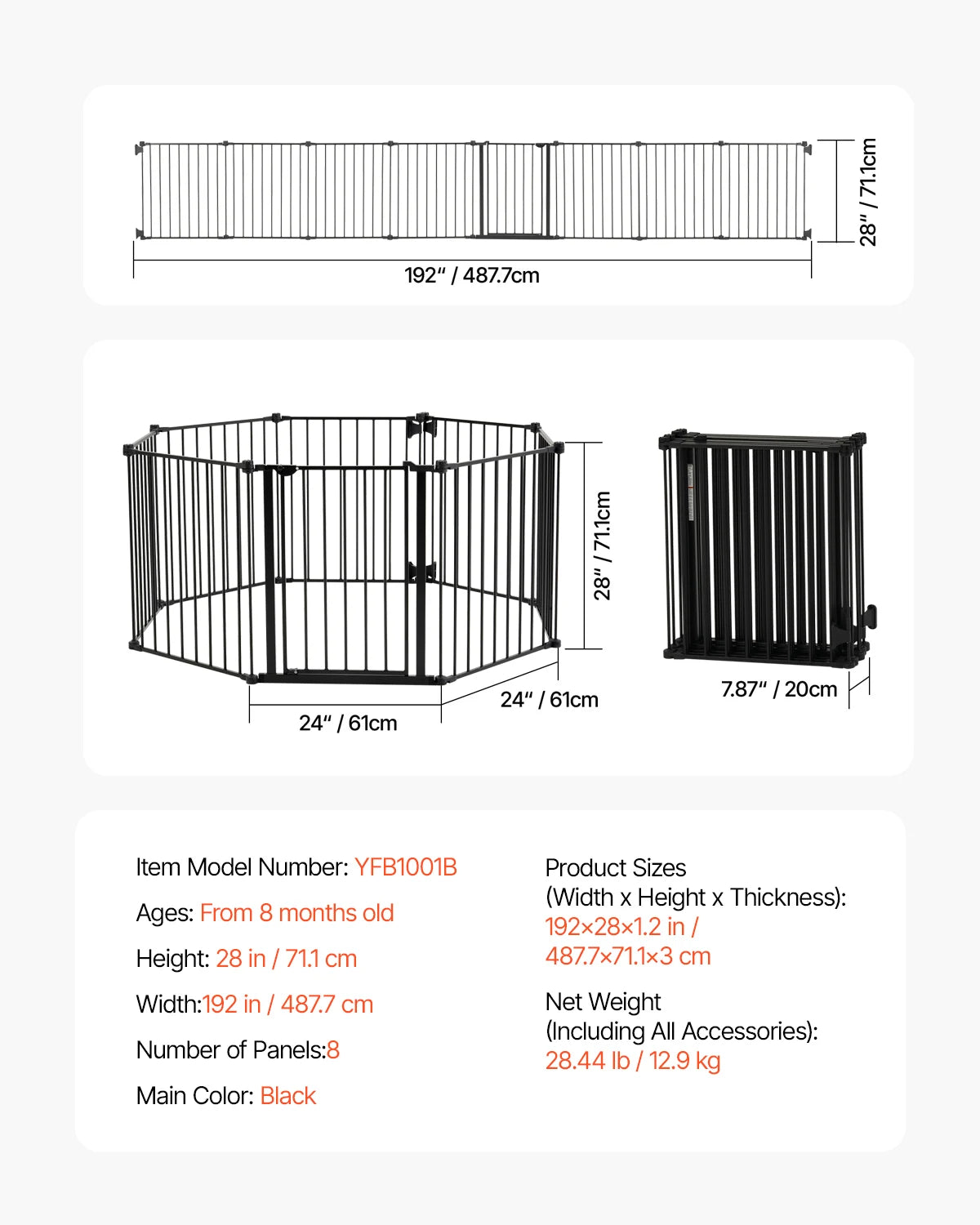 SucceBuy Baby Gate Easy Step Walk Through Pressure Mount