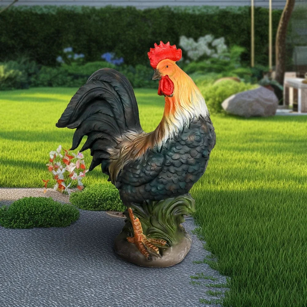Concrete Rooster Statue for Garden Decor and Outdoor Aesthetics