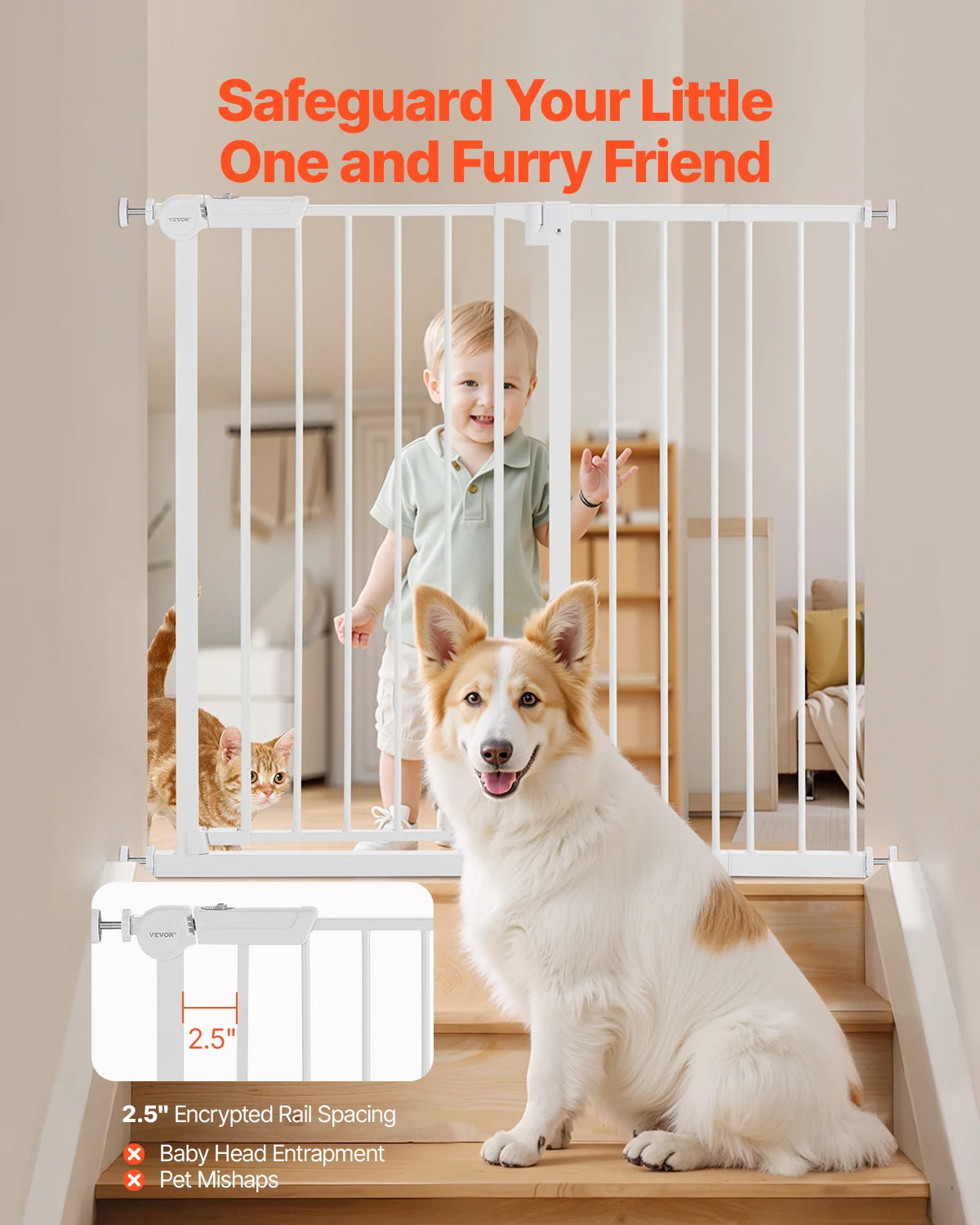 SucceBuy Baby Gate Walk Through Security Gate For Pets