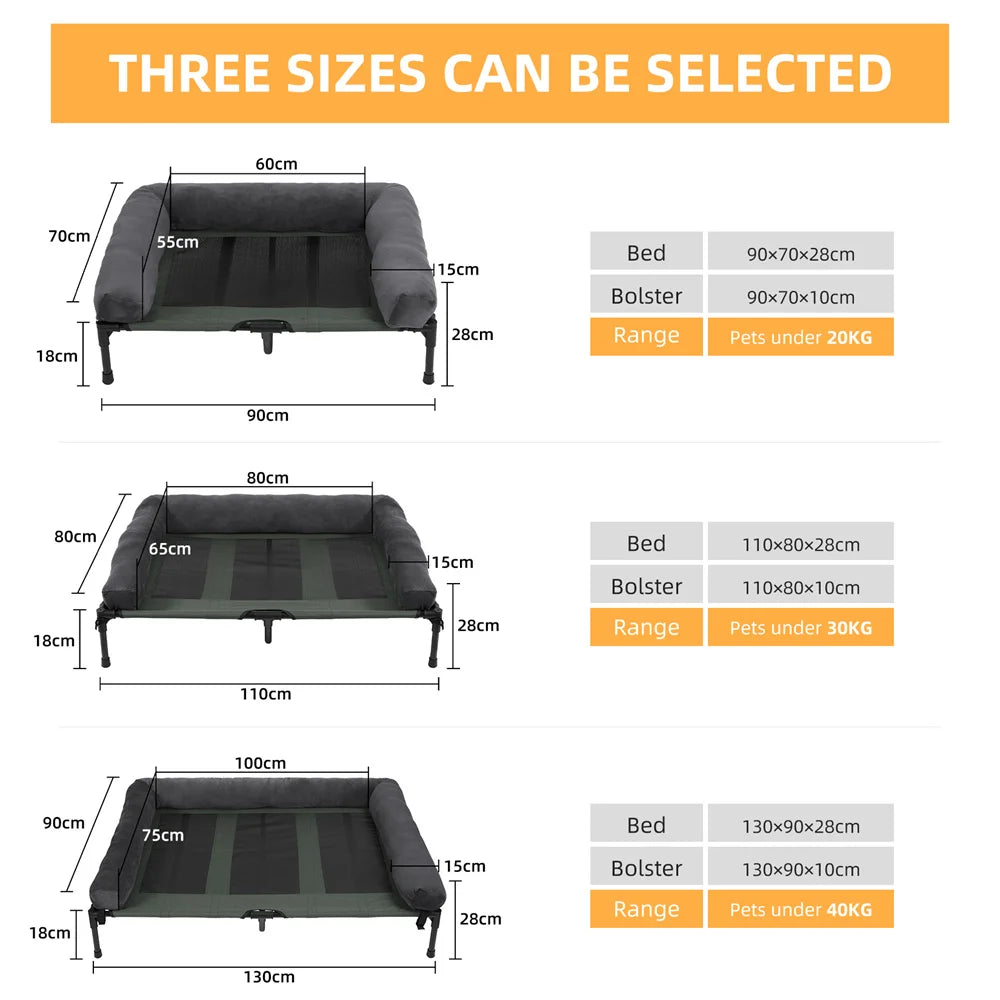 BORWARTCN Outdoor Raised Dog Bed With Cooling Mat Garden