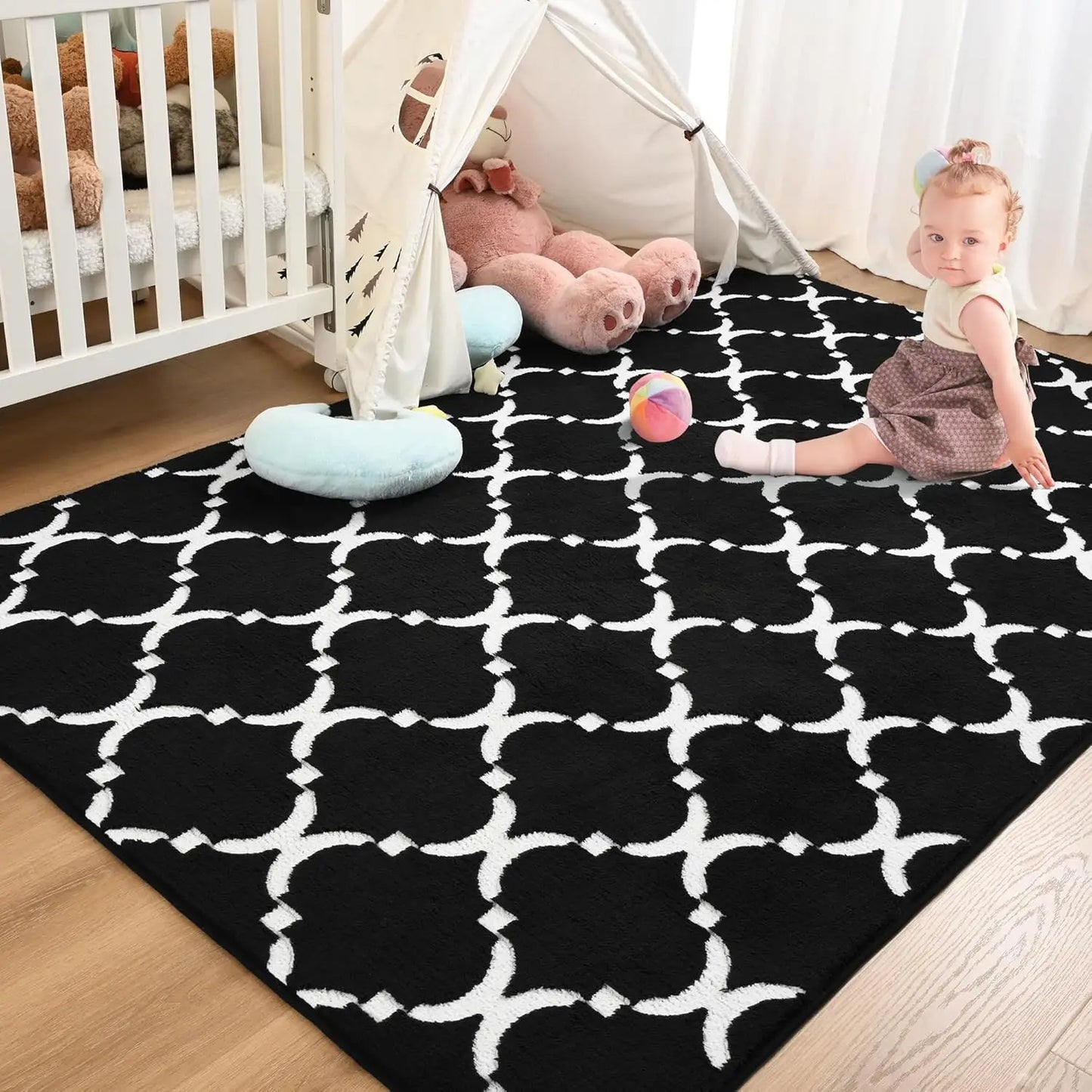 Soft Geometric Memory Foam Area Rug for Living Room