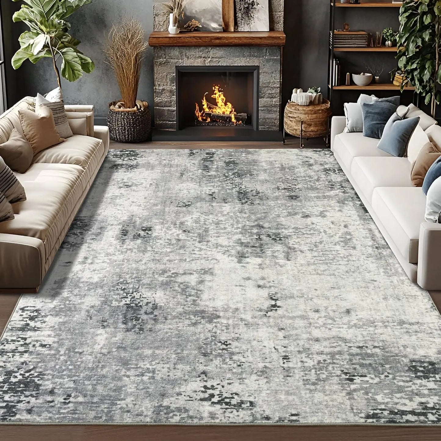 Soft Modern Abstract Area Rug for Stylish Living Room Decor