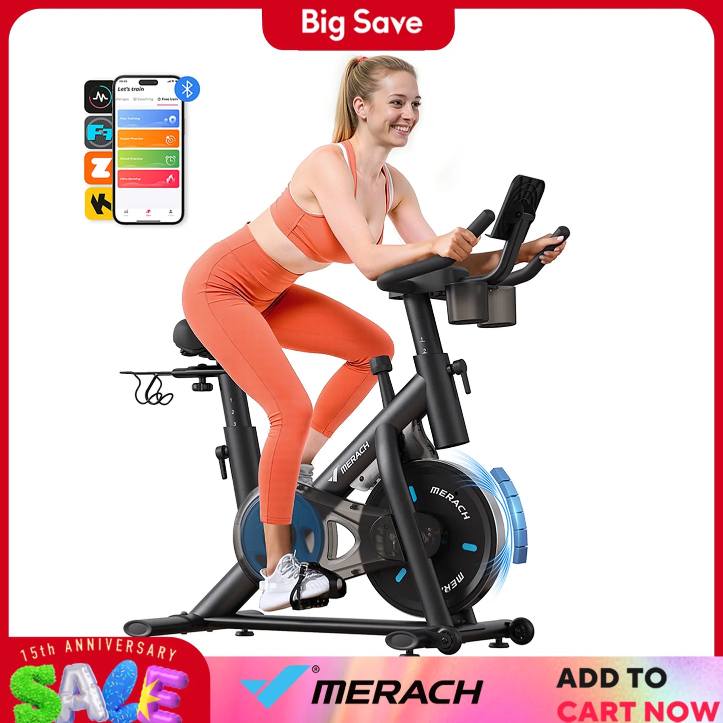 MERACH Magnetic Stationary Exercise Bike with Exclusive App