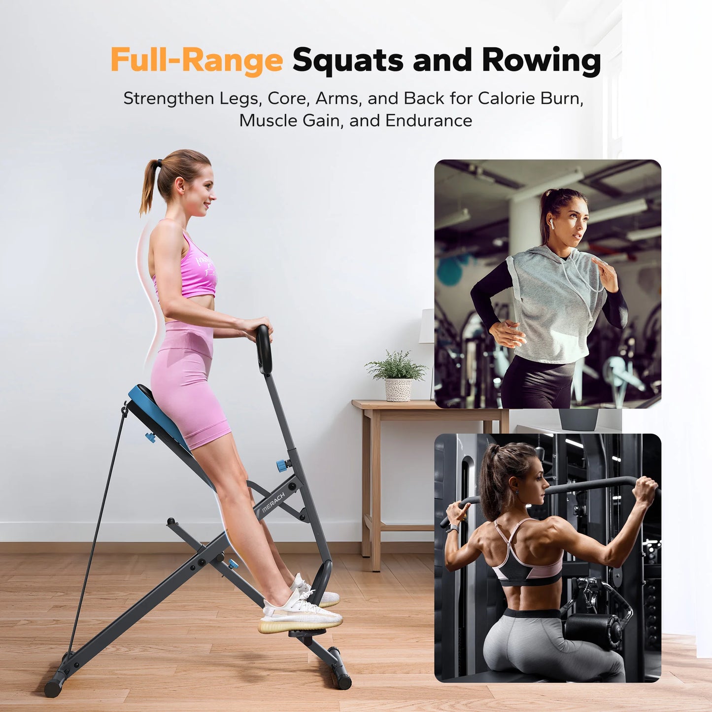 MERACH 2in1 Squat And Rowing Machine Foldable Home Gym
