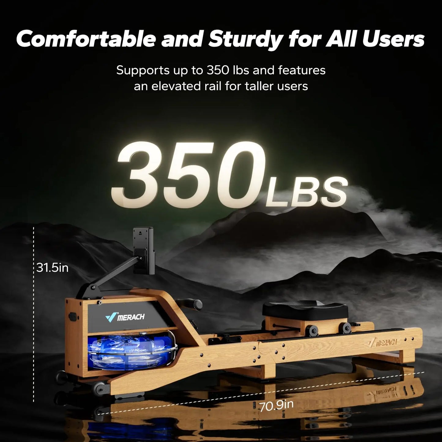 MERACH Water Rowing Machine With Adjustable Resistance And App Integration