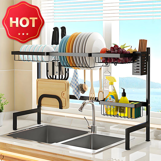 Double Layer Kitchen Sink Organizer With Drainage Bowl Rack