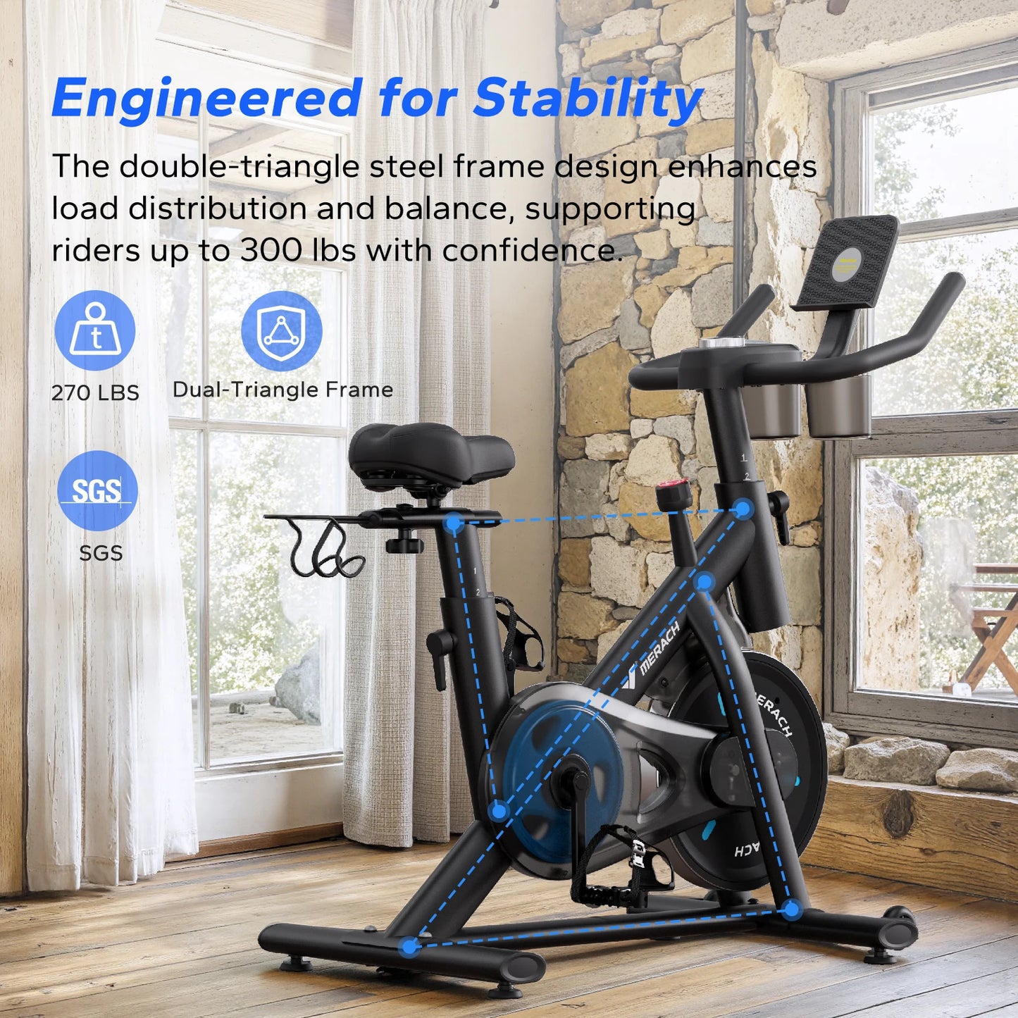 MERACH Magnetic Stationary Exercise Bike with Exclusive App