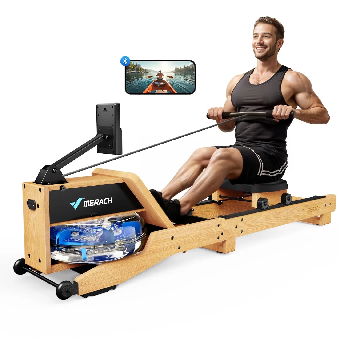 MERACH Water Rowing Machine With Adjustable Resistance And App Integration