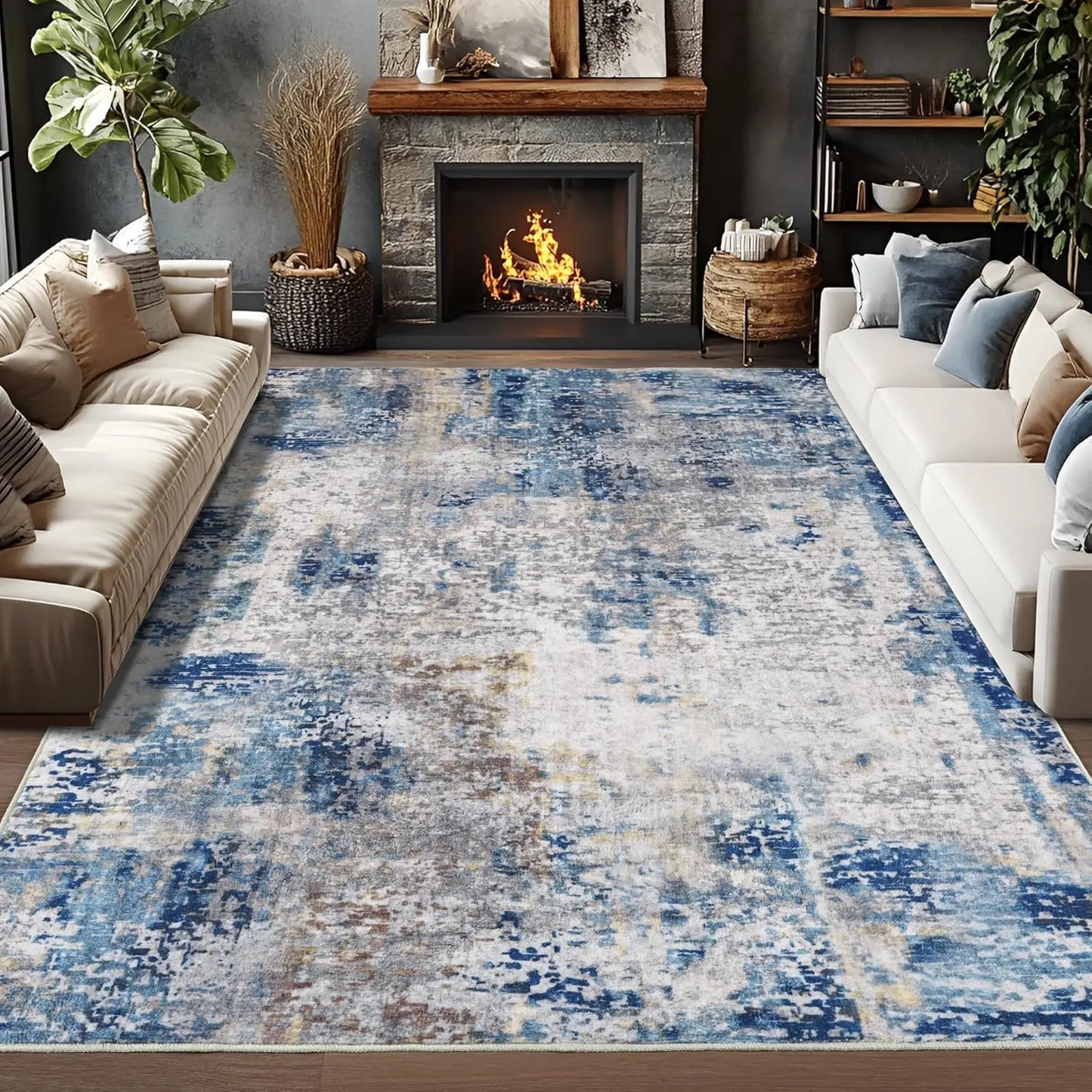 Soft Modern Abstract Area Rug for Stylish Living Room Decor