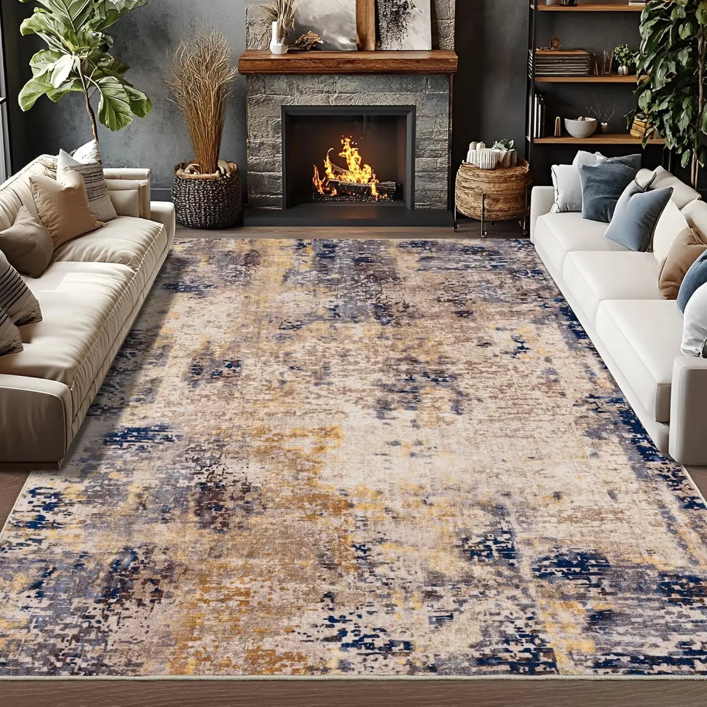 Soft Modern Abstract Area Rug for Stylish Living Room Decor