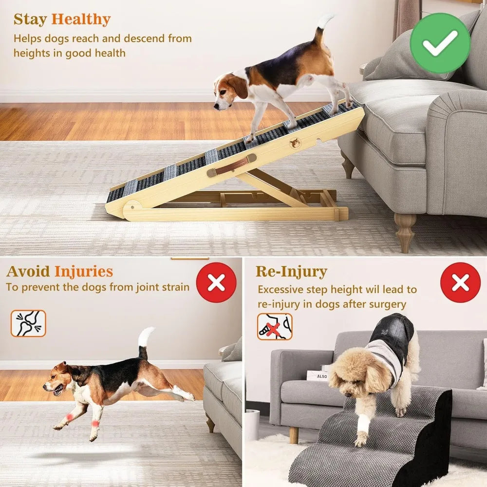Portable Dog Ramp With Seven Adjustable Heights Non Slip