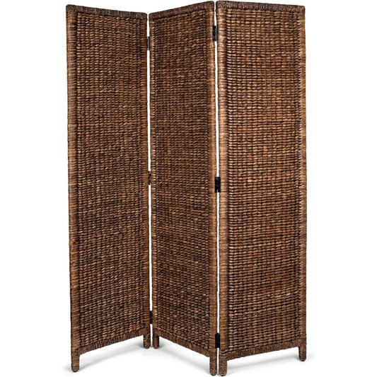 Handwoven Seagrass Room Divider Three Panel Privacy Screen