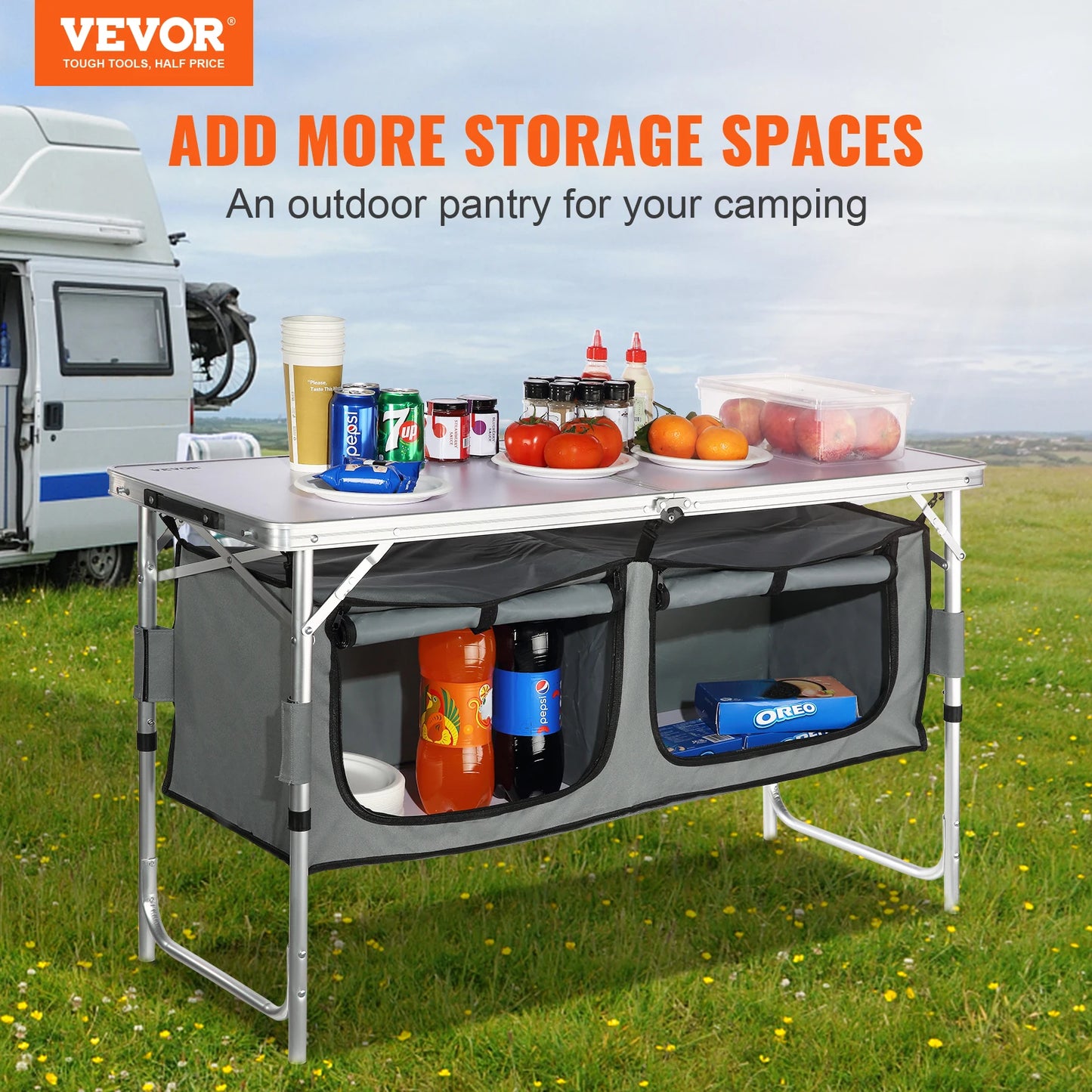 VEVOR Camping Kitchen Table Folding Outdoor Cooking Station