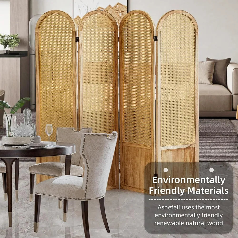 Folding Rattan Room Divider Privacy Screen for Stylish Spaces