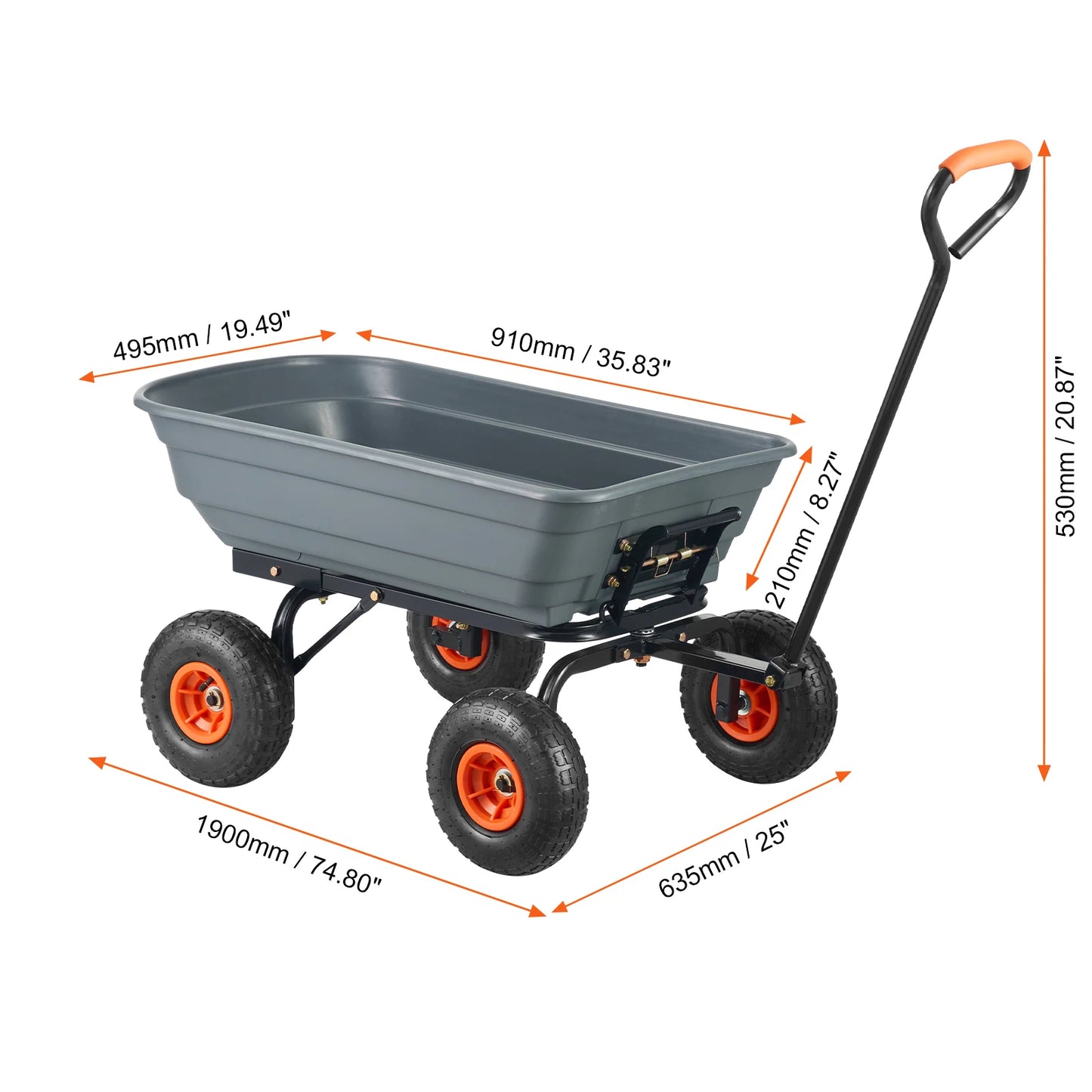 SucceBuy Sturdy Poly Garden Dump Cart With Steel Frame