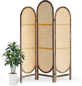 Folding Rattan Room Divider Privacy Screen for Stylish Spaces