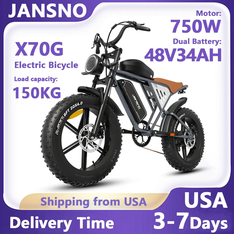 Jansno X70 Electric Mountain Bike with Dual Battery System